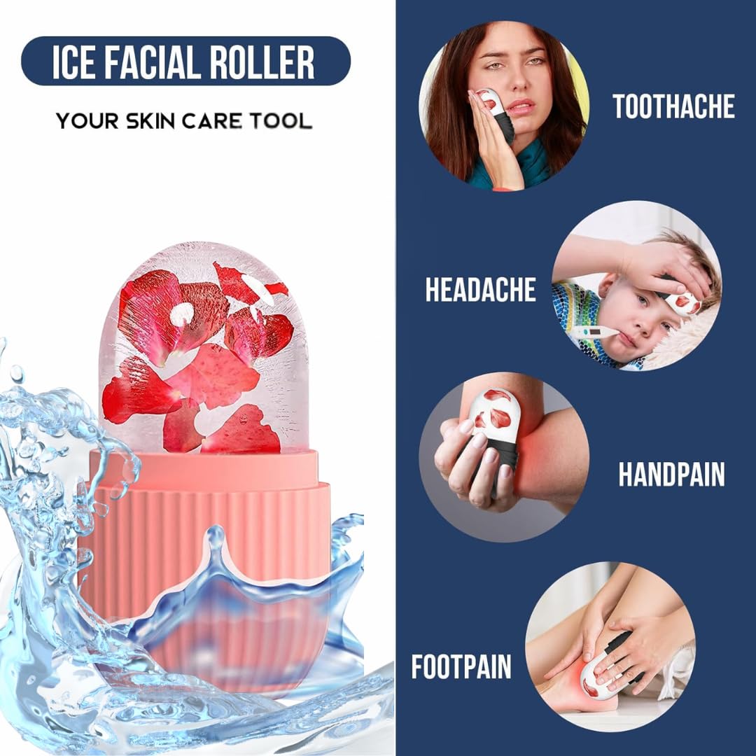 Face Ice Roller for Men & Women – Reusable & Unbreakable Face Massager for Glowing Skin, Puffy Eyes & Relaxation – Ice Cube Roller for Skin Care
