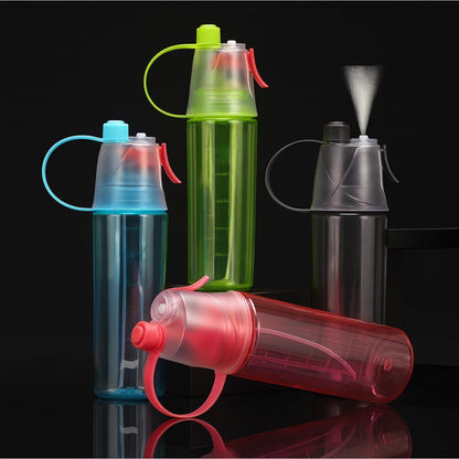 Spray Water Bottle for everyone, 2-in-1 Mist & Drink Sports Sipper Bottle with Straw, Leakproof BPA Free Plastic Cooling Spray Bottle for School, Gym, Cycling, Travel, Outdoor Summer Water Bottle
