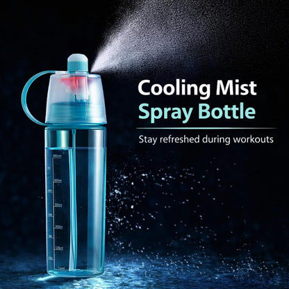 Spray Water Bottle for everyone, 2-in-1 Mist & Drink Sports Sipper Bottle with Straw, Leakproof BPA Free Plastic Cooling Spray Bottle for School, Gym, Cycling, Travel, Outdoor Summer Water Bottle