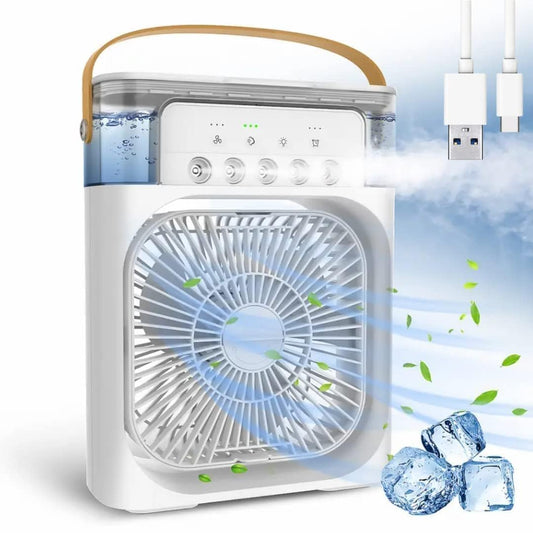 Portable Mini Cooler with Colorful LED Lights, 1/2/3 H Timer, 3 Wind Speeds and 3 Spray Modes for Office,Home,Desk,Travel.