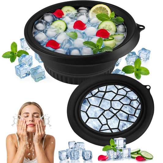 Ice Face Bowl Silicone Face Ice Bowl For Ice With Built-In Ice Tray Collapsible Face Tub For Ice Bath, Facial Ice Plunge Bowl Ice Water Facials at Home Women & Men