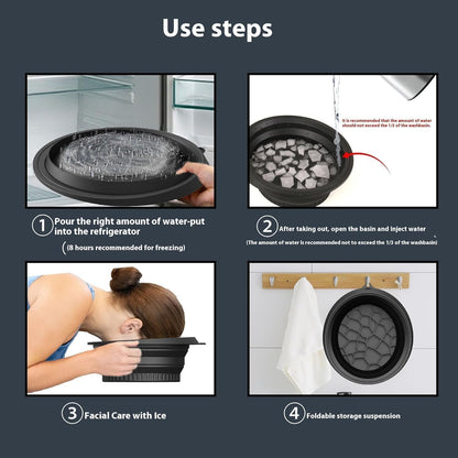 Ice Face Bowl Silicone Face Ice Bowl For Ice With Built-In Ice Tray Collapsible Face Tub For Ice Bath, Facial Ice Plunge Bowl Ice Water Facials at Home Women & Men