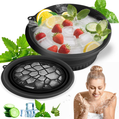 Ice Face Bowl Silicone Face Ice Bowl For Ice With Built-In Ice Tray Collapsible Face Tub For Ice Bath, Facial Ice Plunge Bowl Ice Water Facials at Home Women & Men
